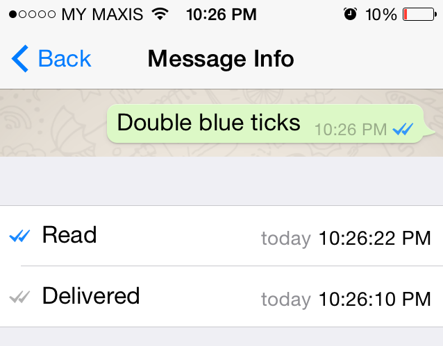 If you press and hold on the message with the blue tick and tap info, WhatsApp will also give you the time the message was delivered and the time it was read.
