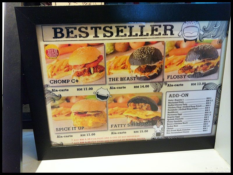 Big Chomp Burger @ SS15, Subang : The burger selection includes Chomp B+, Chomp C+, Spicybella, Flossy Chick, The Beast and etc. Big Chomp Burger is pork-free, thus no pork burgers served here.