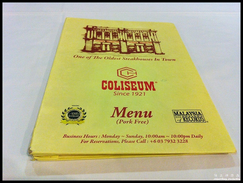Coliseum Cafe & Grill Room @ Plaza 33, PJ : Menu