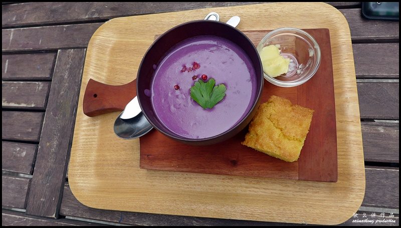 茶. 家 Teakha Tea Cafe @ 上環 Sheung Wan : Purple Sweet Potato Soup with Homemade Cornbread & Honey Butter 