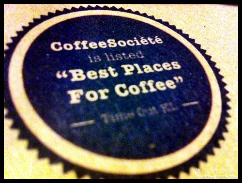 Coffee Société was featured as the Top 3 Best Places for Coffee by TimeOut KL 2012
