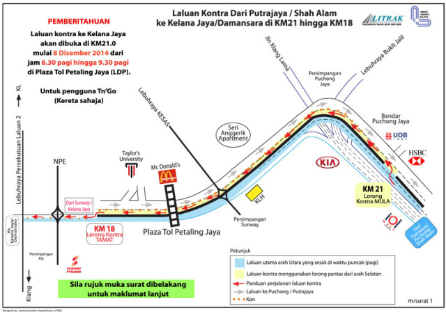 Ldp Contra Flow For Putrajaya Shah Alam Bound Traffic To Kelana Jaya I M Saimatkong