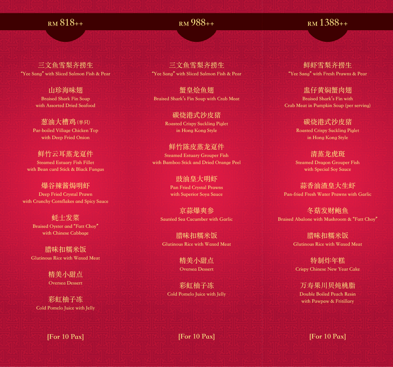 Chinese New Year Menu 2015