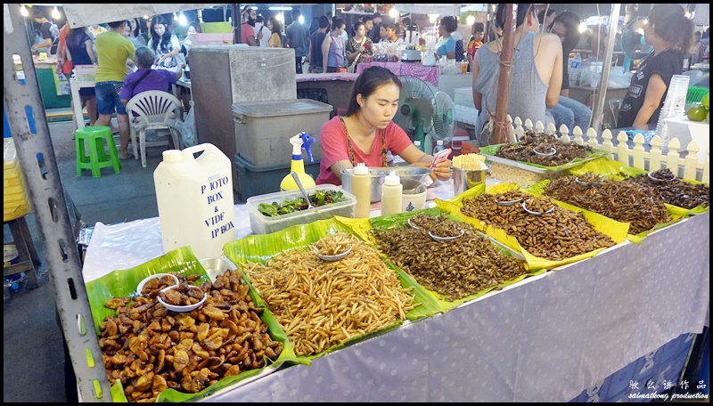 Phuket Weekend Night Market @ Phuket Town : Exotic snacks? There's a stall here selling all sorts of deep-fried insects like bugs, silkworms, cockroaches and etc.