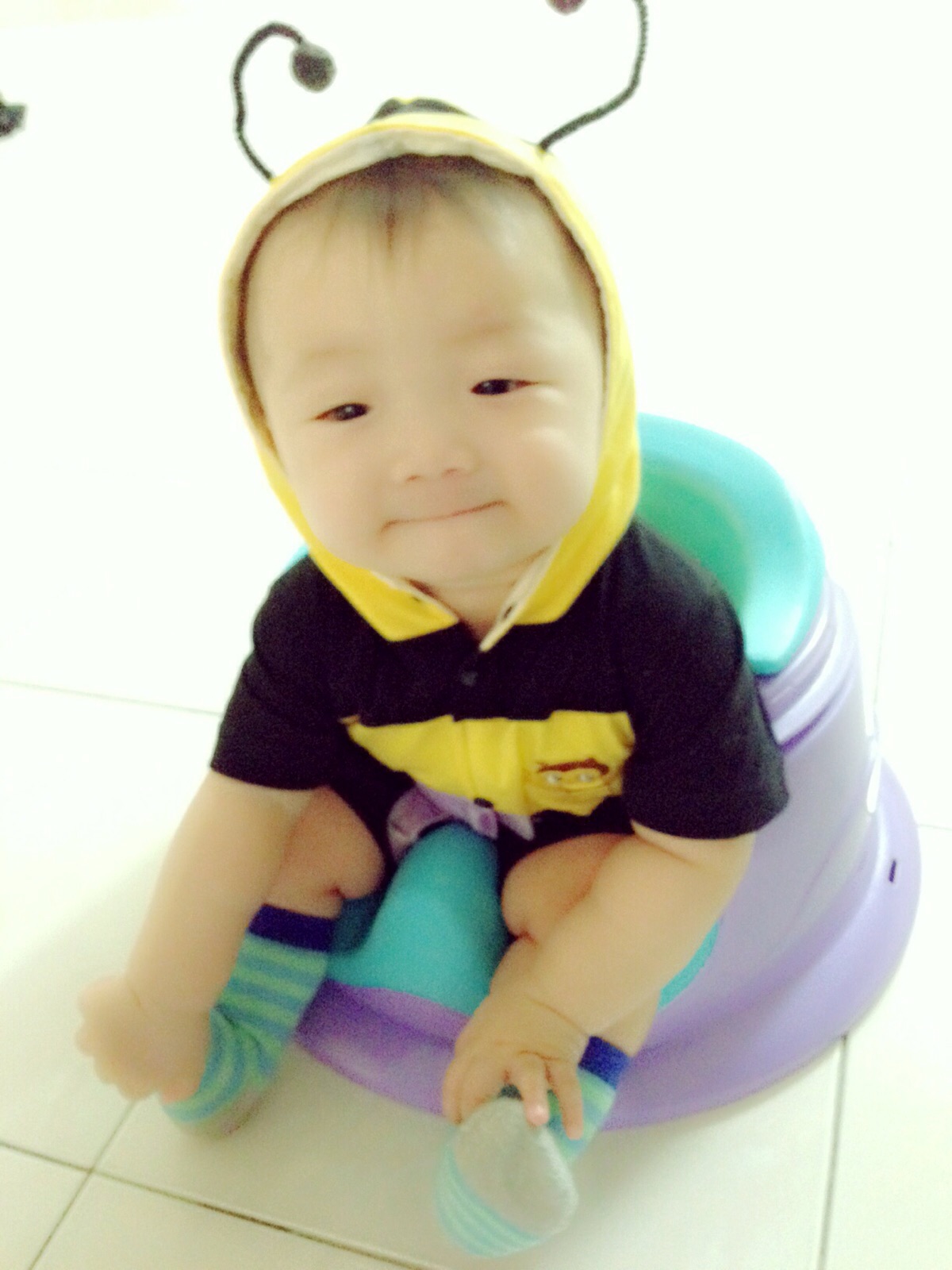 Aiden wearing bumblebee costume : Cute Baby