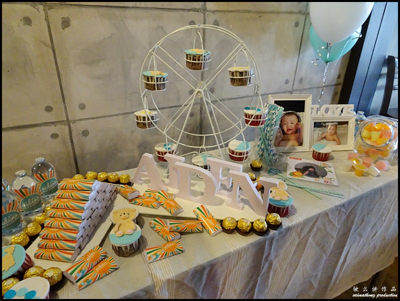Another shot of the dessert table. I got the water bottles wrapped in customized wrappers and I also did the same with the Kit Kat two finger bars.