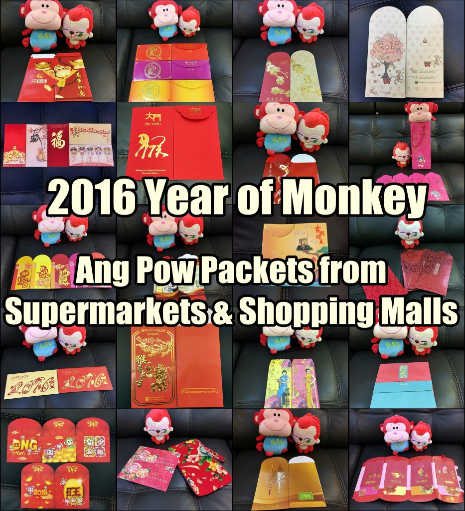 2016 Year of Monkey Ang Pow Packets from Supermarkets & Shopping Malls