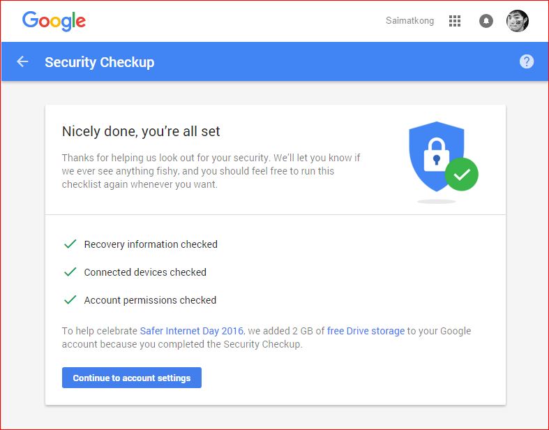 Google Is Offering 2GB Of Free Drive Space If You Complete The Account Security Checkup