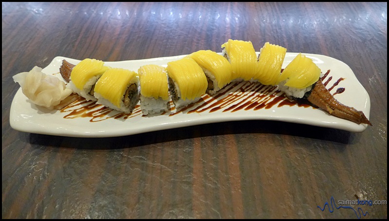Ishin Japanese Dining @ Old Klang Road : This Malaysian Roll is made with sliced mango and unagi.