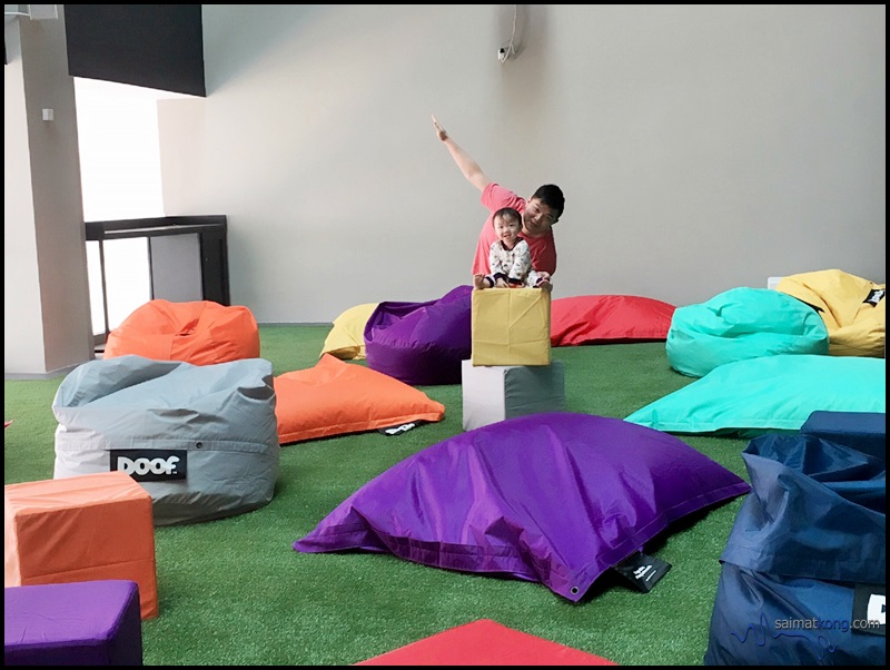 The colorful bean bags AtSix Lounge by Day is a perfect spot to take photos.