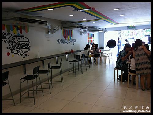 The decor was basic and minimal, with colourful and artistic drawings on white walls : Crayon Burger @ SS15, Subang Jaya