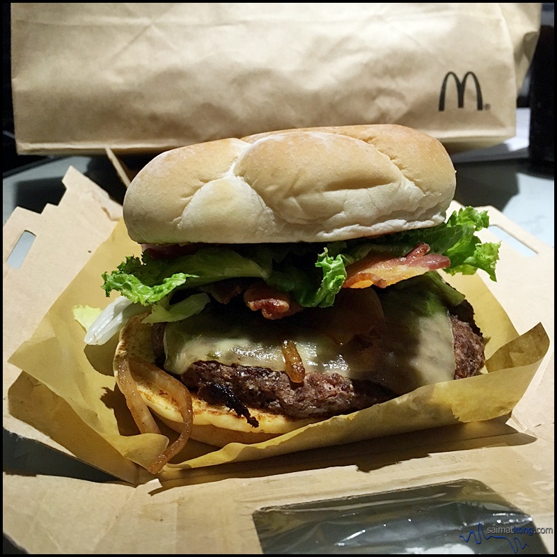 My custom made McDonald's burger with Angus beef patty. Yummy!