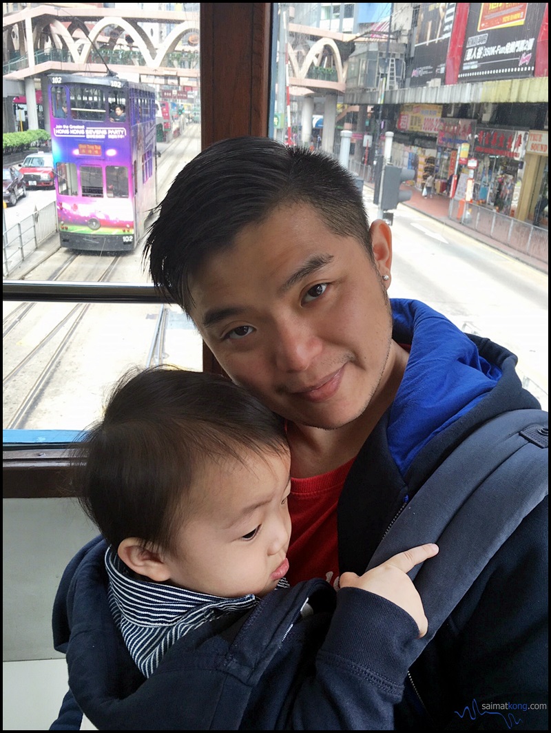 Decided to take a tram to North Point. It's Aiden's very first tram ride!