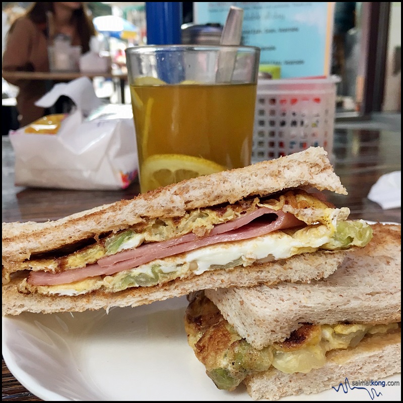 Yue Hing 裕興大排檔 : I opt for Sandwich Combo A which is Ham, Scrambled Egg & Vegetable Sandwich with Peanut Butter (Yes, it's peanut butter