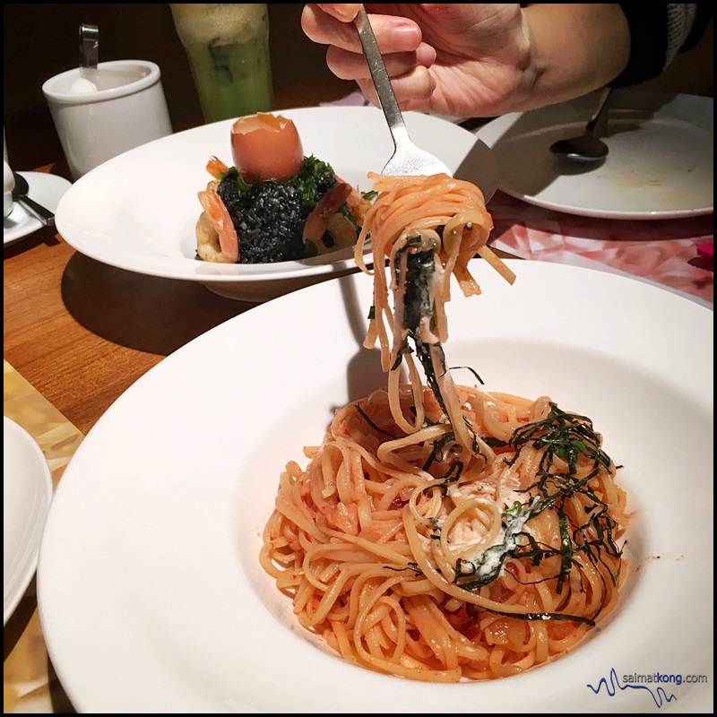 PLOY Japanese Thai Fusion Restaurant @ WORK Clearwater Damansara Heights - Twirl the linguine Mentaiko before slurping it :) 