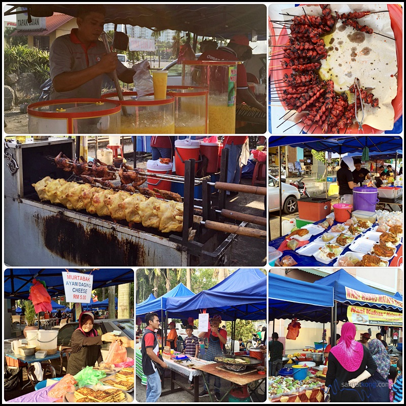 The famous food choices at Pasar Ramadan includes Roti John, Nasi Kerabu, Murtabak, Bubur Lambuk, Tepung Pelita, Popiah Goreng, Ikan Bakar, Air Bandung and lots more.