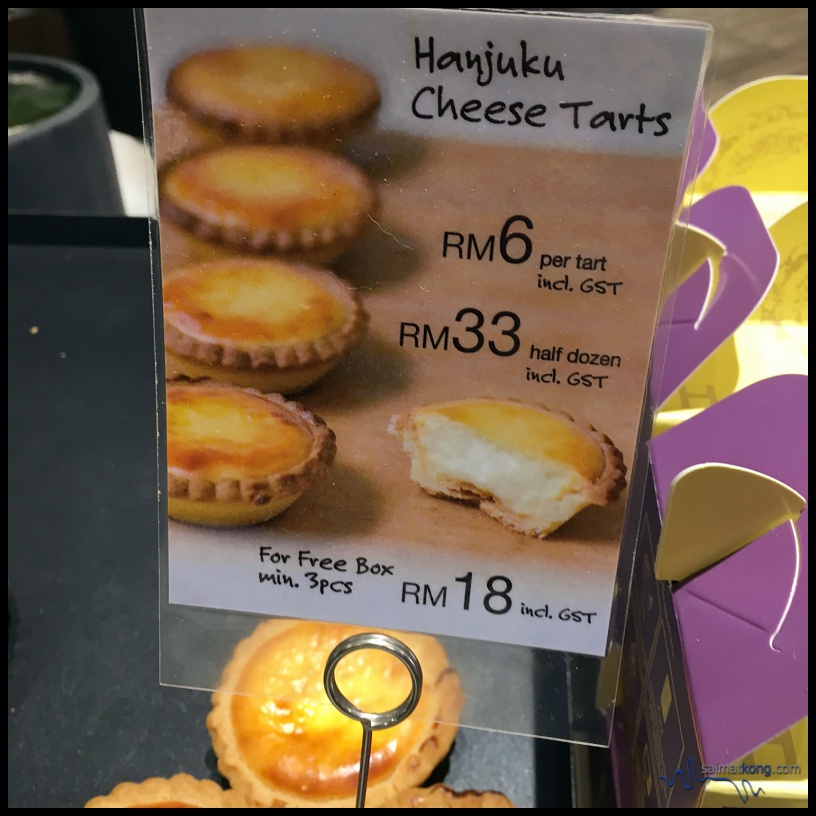 Lavender Bakery introduced their Hanjuku Cheese Tarts which is priced at RM6 per piece or RM33 for 6 pieces.