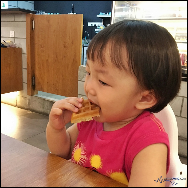 Aiden enjoying his food.