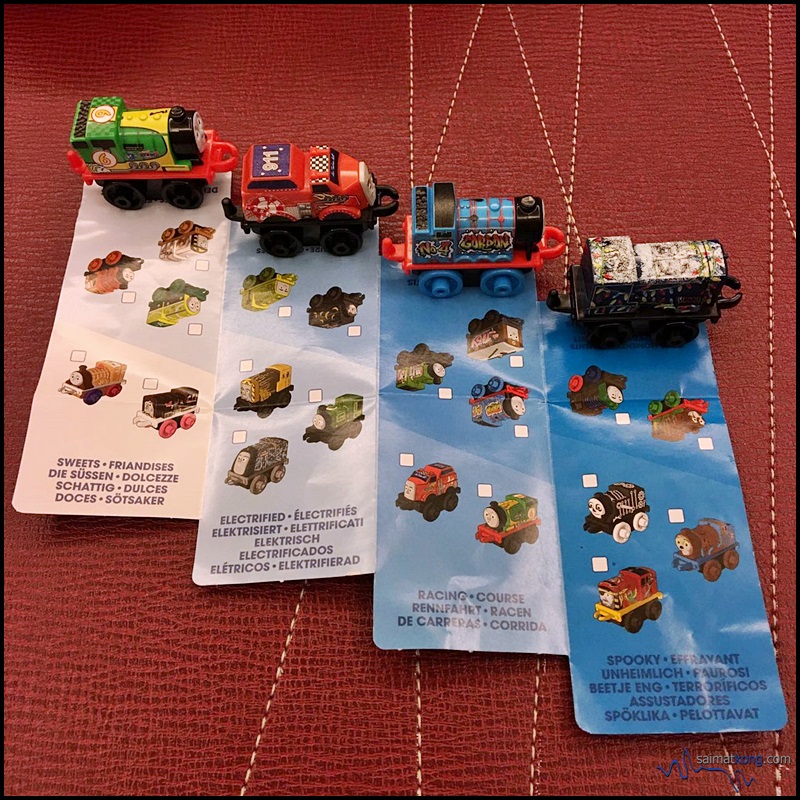There is a Thomas & Friends minis list inside each blind pack. The minis has a variety of themes including the Classic, Metallics, Chillin', Heroes, Robo, Spooky, Racers, Dinos, Old School, Neon and DC Super Friends.