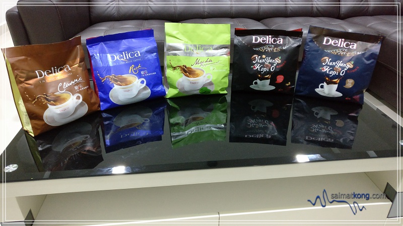 Delica Instant Coffee are available in 5 different flavors; Classic, Rich, Mocha Peppermint, Nan Yang Kopi O (brown sugar) & Nan Yang Kopi O (no sugar).