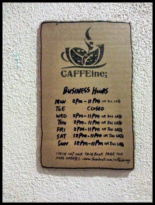 CAFFEine @ SetiaWalk, Puchong : Business Hours