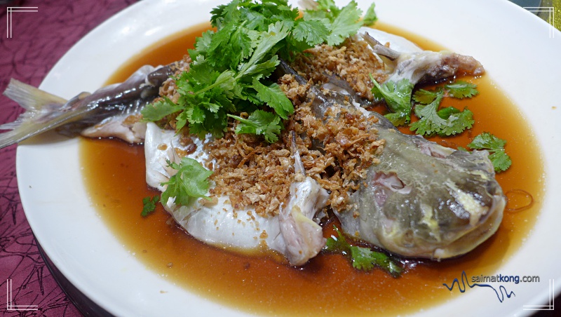  Steamed River Patin with Preserved Vegetables & Onion in Superior Soy Sauce