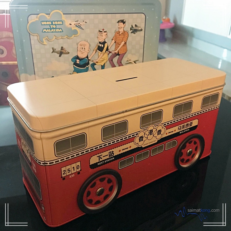 Old Master Q Themed Snowy Mooncake from Hong Kong Bay - Really love the nice bus metal tin which totally reminds me of the Hong Kong bus.