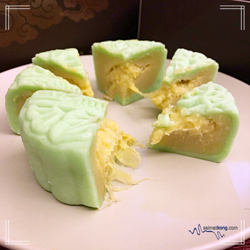 Yummy Snow Skin Mooncake from The Oriental Group of Restaurants - If you're a durian lover, you're gonna love this Durian with White Lotus Paste Mooncake (RM30++ each)