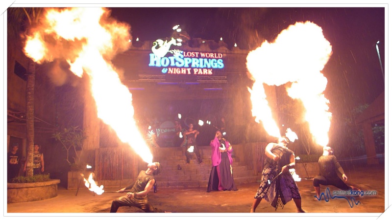 Night comes alive at Lost World Hot Springs Night Park - The Flaming Percussion Show