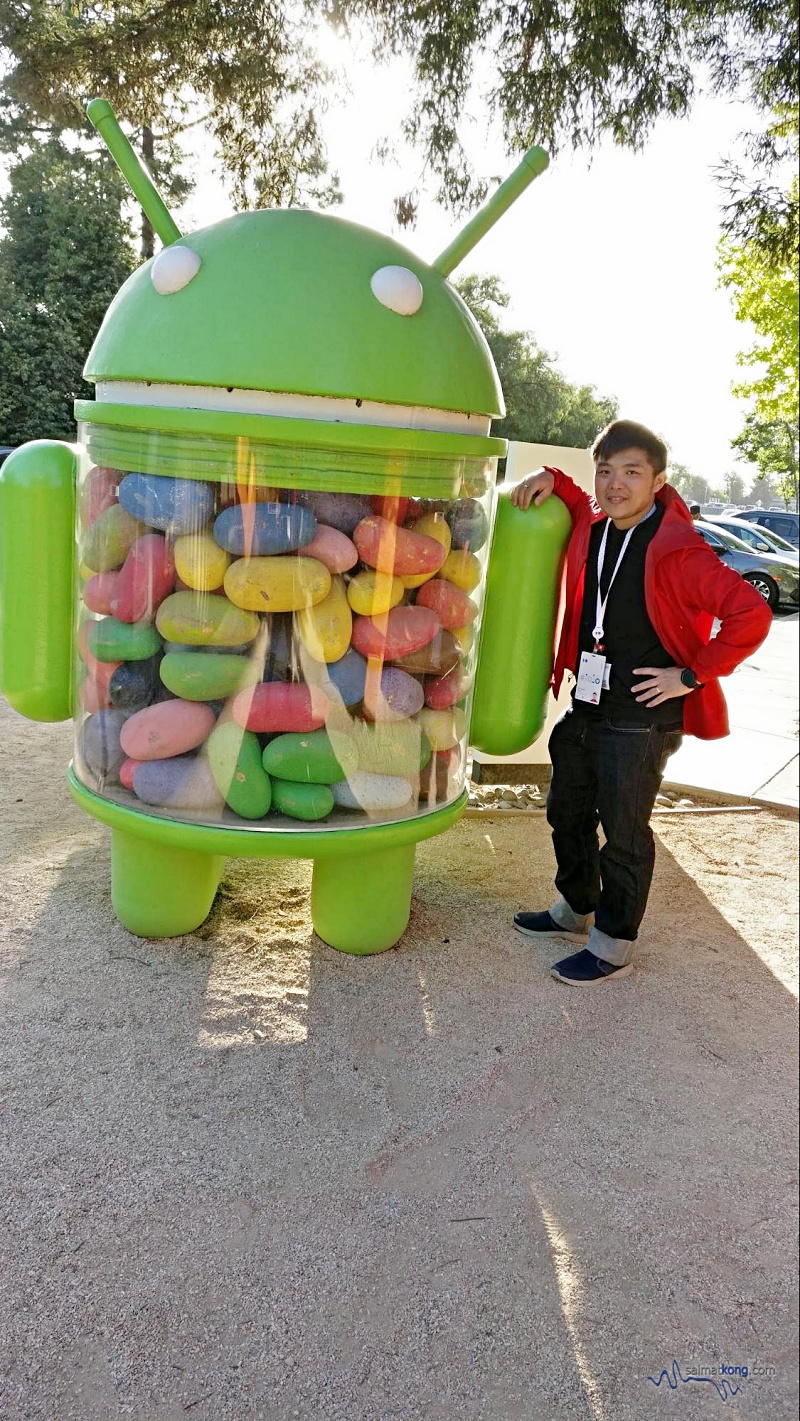 Google IO 2018 - Google Android Lawn Statues is a nice place to take photos with a series of large foam statues. Android Jelly Bean 