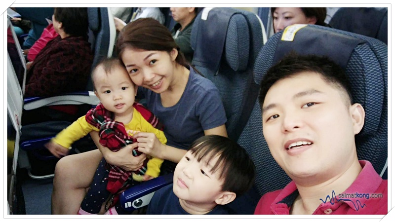 Tokyo Trip 2018 Highlights & Itinerary (Part 1) - Family wefie in the plane. We went on ANA for our Tokyo trip this time and had a good flying experience. 