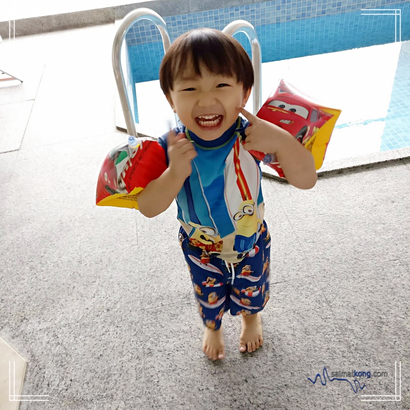 Fun Trip to Penang & Ipoh with Kiddos - Aiden is all ready to take a dip in the pool. 