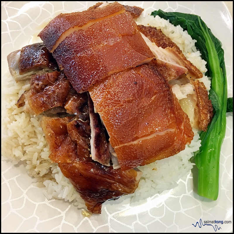 Delicious triple roast rice - mix plate of roast pork, roast duck & suckling pig.