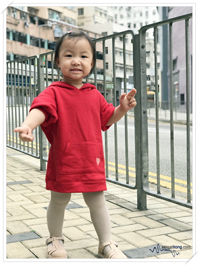 Hong Kong Trip 2019 Play, Eat & Shop - #ootd in Hong Kong : wearing hoodie dress from H&M, leggings from Mango kids, shoes from Clarks kids. 