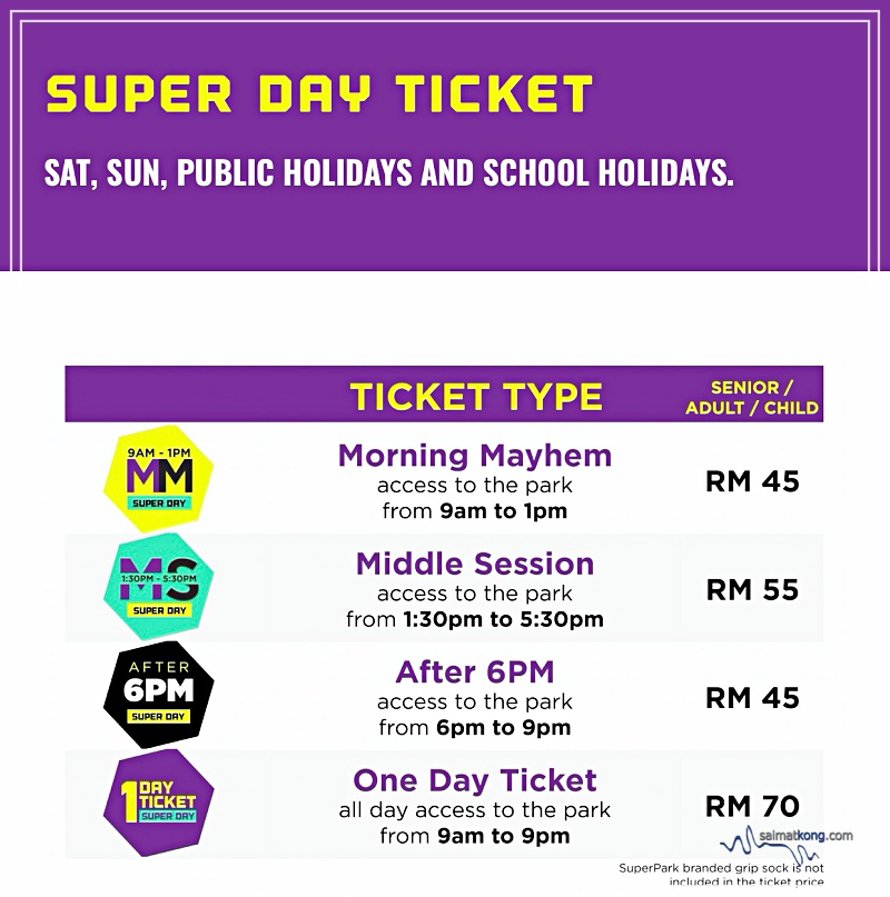 SuperPark Malaysia Super Day Ticket prices 