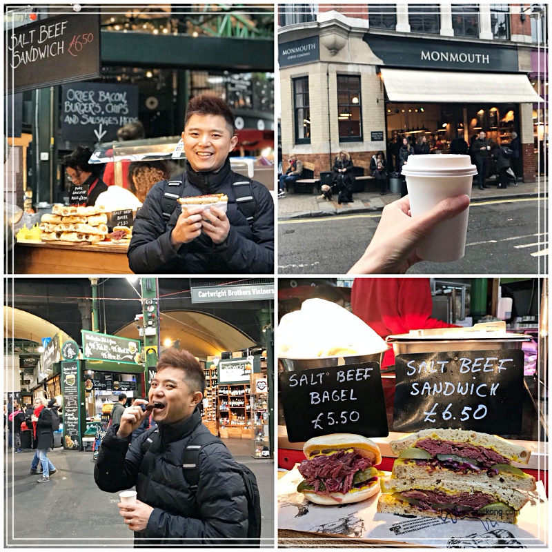 When you’re visiting Borough Market, I strongly recommend you to try the salt beef sandwich which is tender, moist and very delicious.
