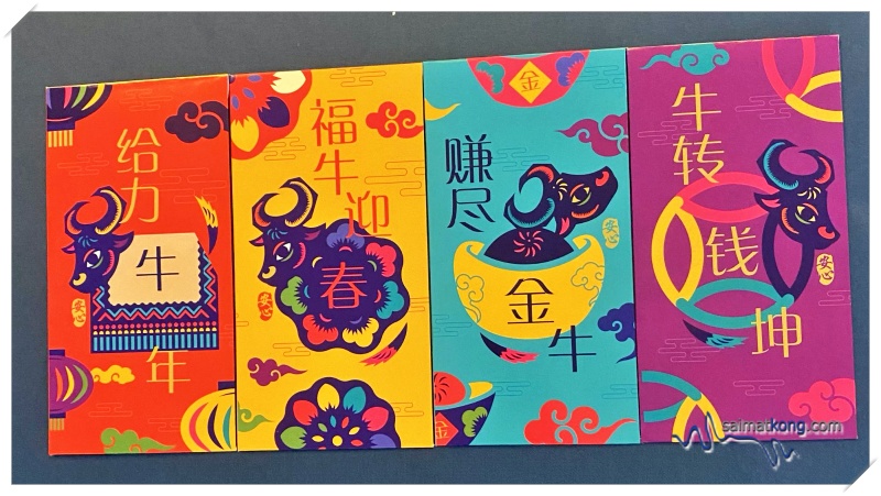 An XIN’s Healthy Meat Shoppe (安心肉店) printed a set of vibrant ang pow packets with auspicious Chinese New greetings for its customers